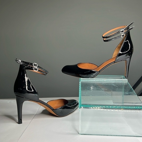 Marc by Marc Jacobs Sz 39 Black Patent Leather Double Ankle Strap Heels Pumps - Picture 2 of 12